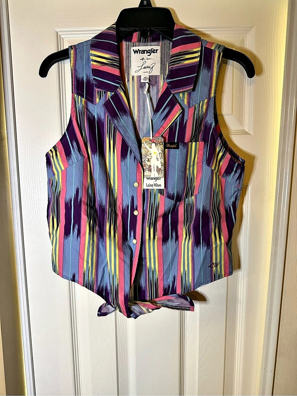 Laine Wilson Western Wear Striped Western Bodysuit Purple & Blue